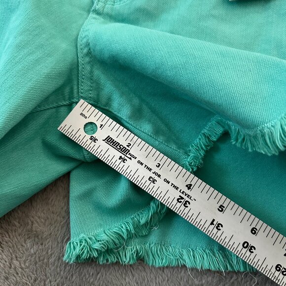 NWT Judy Blue Mid-Rise Cut-Off Shorts Aqua Blue Women's MEDIUM Stretch - Picture 7 of 7